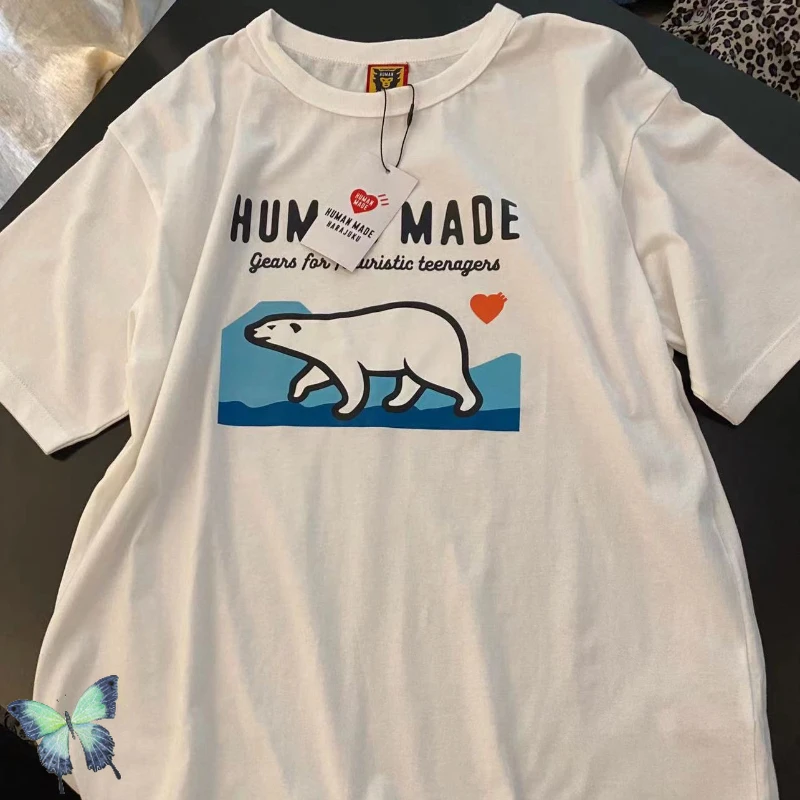 

HUMAN MADE Polar Bear Print T-shirt Men Women High Quality Casual T-shirt