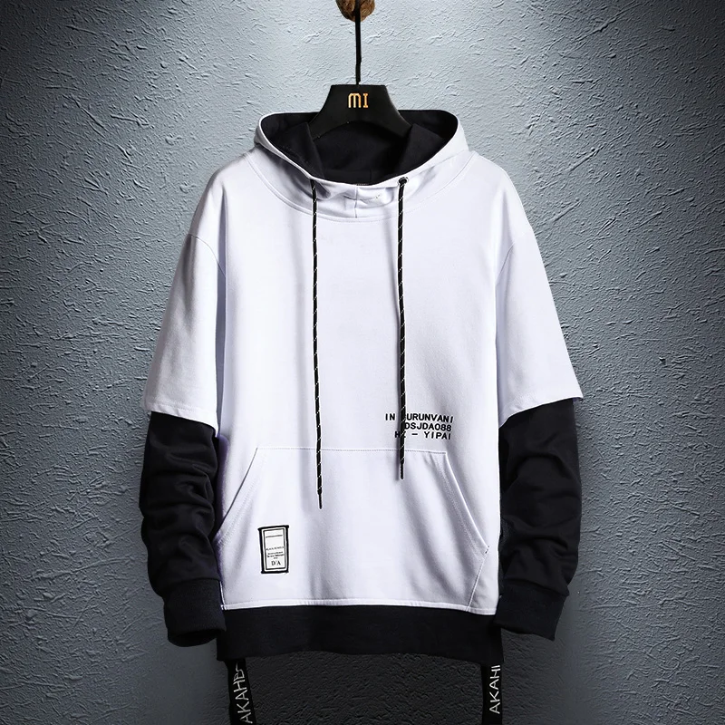 

Patchwork Hoodie Sweatshirt Mens 2020 Autumn Hip Hop Cotton Pullover Hoodies Streetwear Japan Style Clothes colorblock hoodie