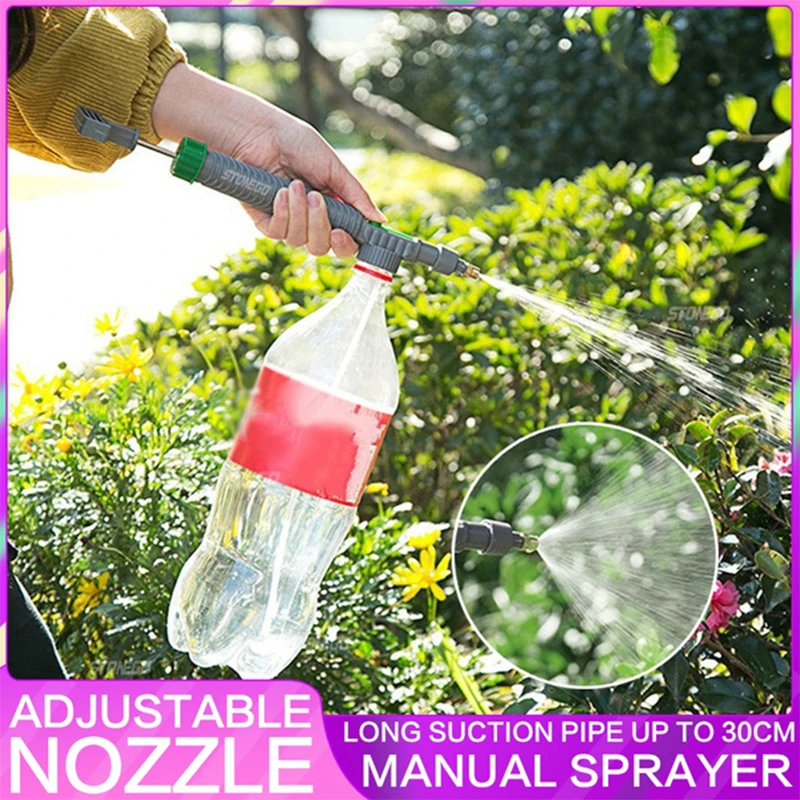 

2022 Portable High Pressure Air Pump Manual Sprayer Adjustable Drink Bottle Spray Head Nozzle Garden Watering Tool