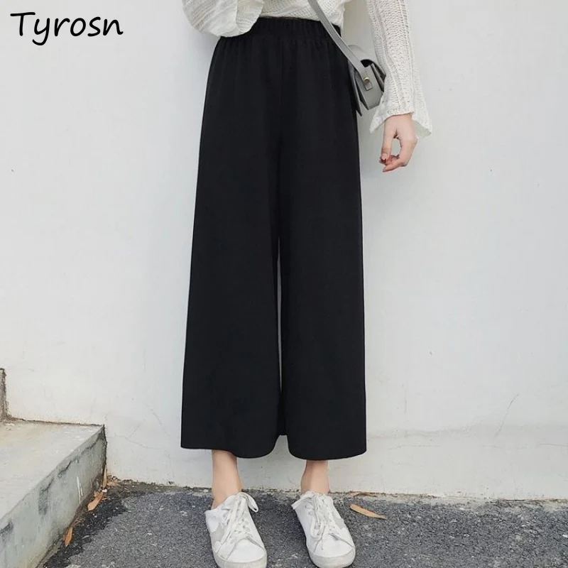 

Wide Leg Pants Women Solid Draped Loose Leisure Stylish Elegant Ladies Ankle-length Trousers Temperament Cozy S-3XL All-match