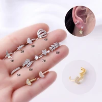1piece 67mm round circle hoop earrings for women little girl stud gifts heart star ear piercing earrings trendy jewelry