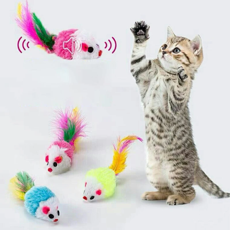 

5Pcs Feather Tail Plush Catmint Simulation Mouse Interactive Cat Pet Products Catnip Teasing Pseudomouse Toy For Kitten Supplies