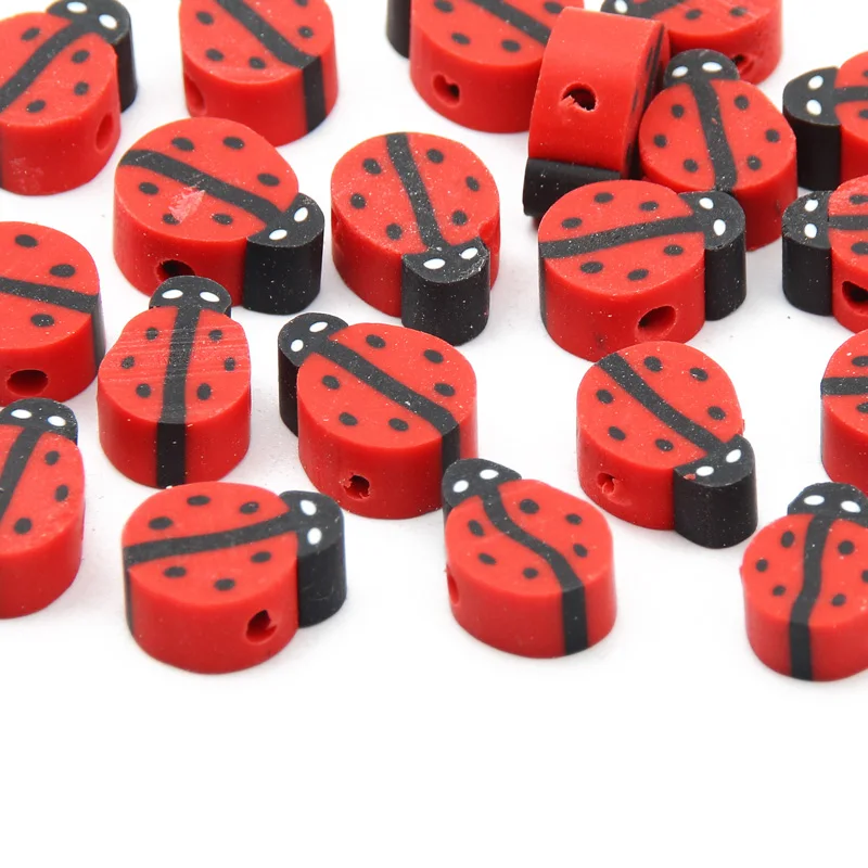 

20/50/100pcs Cute Red Ladybug Beads Polymer Clay Beads Handmade Loose Spacer Beads for Jewelry Making DIY Bracelet Necklace