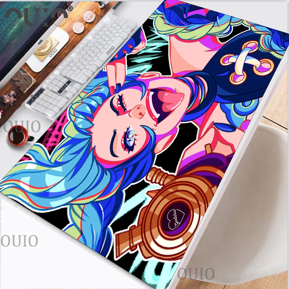 

Игровой коврик для мыши Runaway Loli Jinx, детский нескользящий Настольный коврик Arcane, милый игровой Противоскользящий коврик для мыши в стиле аним...