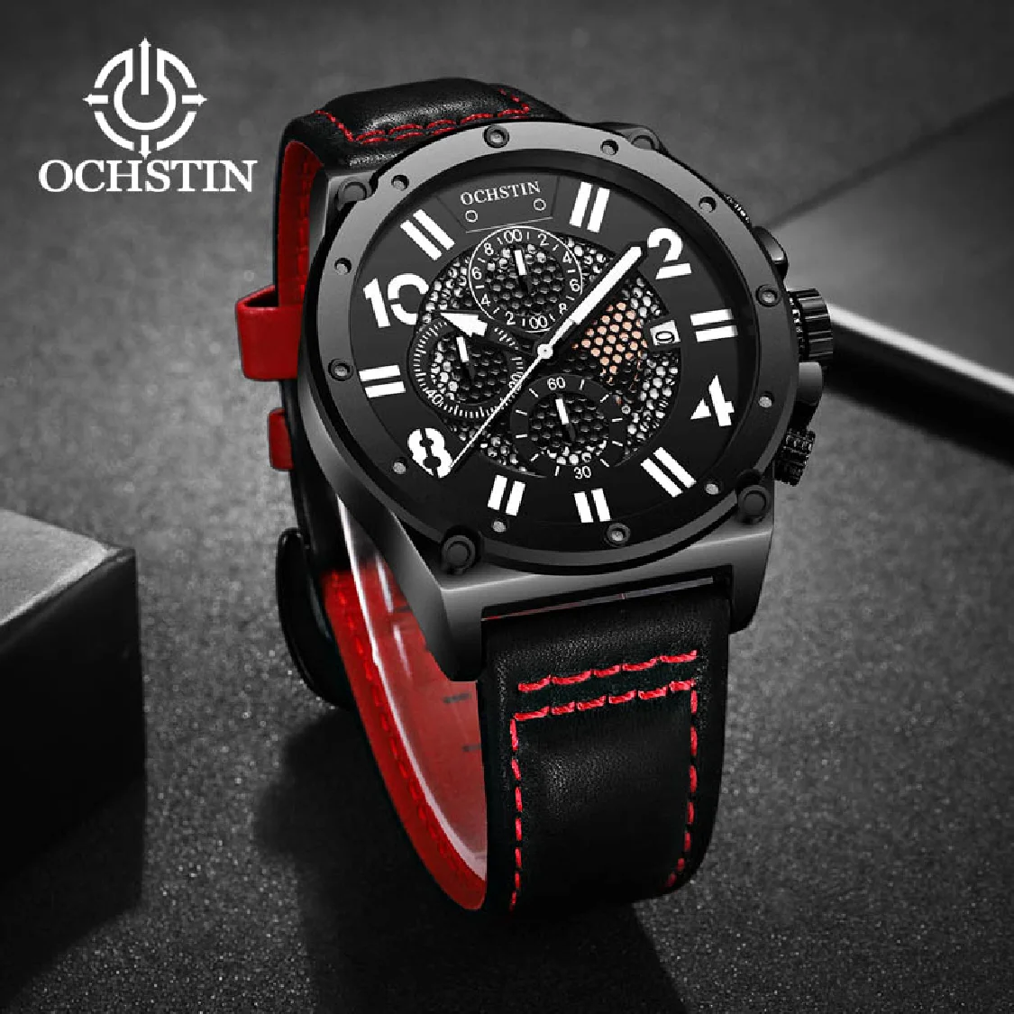 

OCHSTIN Men's Watches 2020 Sports Luxury Top Brand Watch Waterproof For Men Quartz Chronograph Wristwatch Leather Male Clock