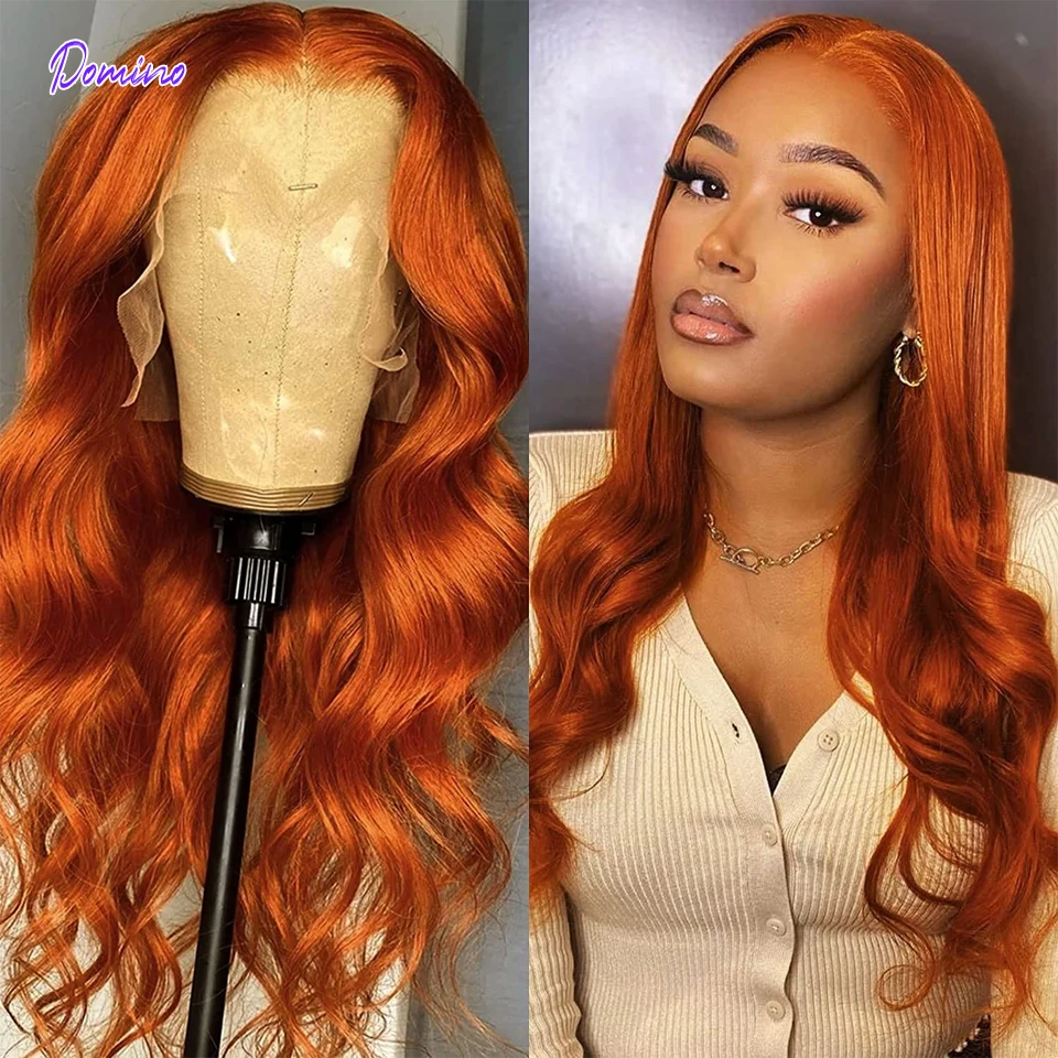 Orange Ginger Body Wave Lace Front Wig Colored Lace Front Virgin Human Hair Wig Curly Wave Human Hair Wigs For Women 28 30 Inch