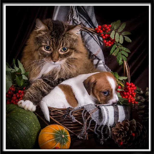 

5D Round Diamond Painting Animal Sticker Diamond Cross Stitch Embroidery Set Diamond Ornament Mosaic Handmade Gift