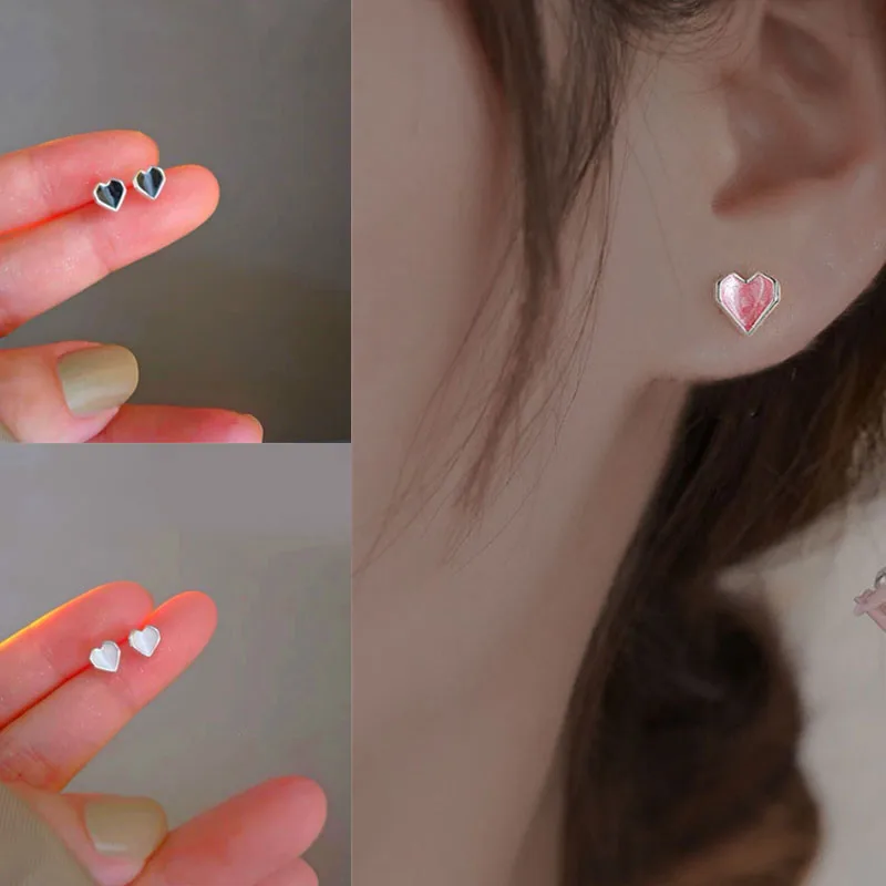 

Girls Earrings Charm Jewellery silver plating Cute Heart Women Stud Xmas Gift
