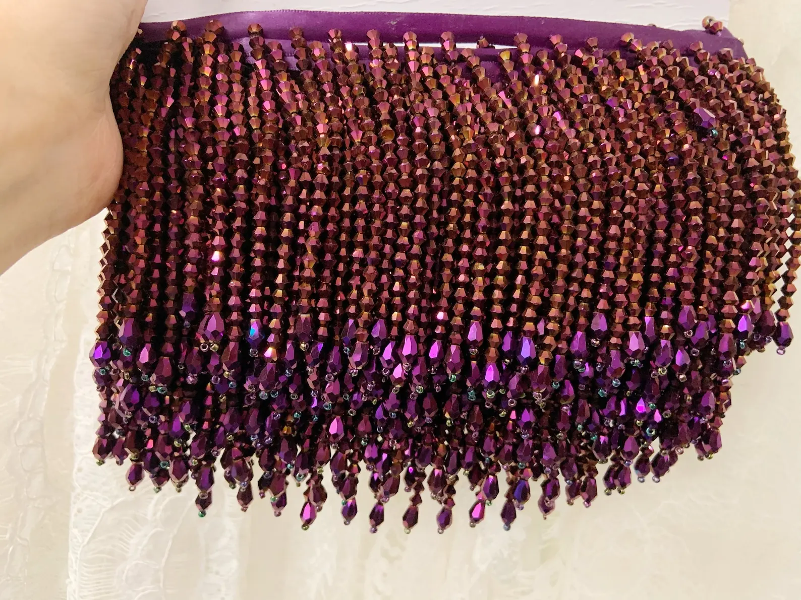 1 ярд телесного цвета с кристаллами бахромой и кисточками для танцевального