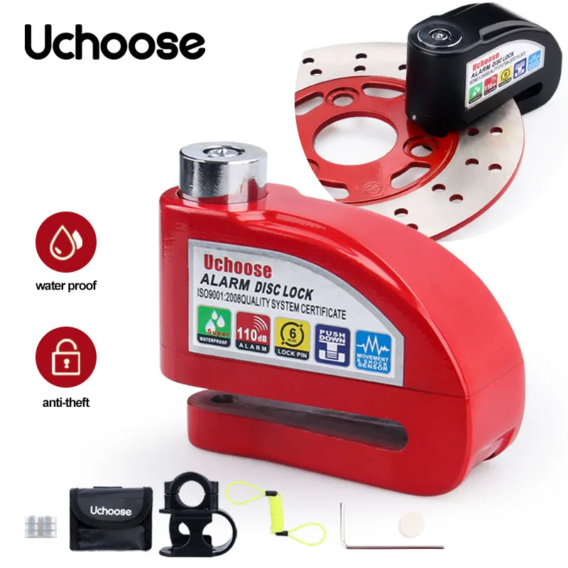 UCHOOSE замок для дискового тормоза мотоцикла велосипеда сигнализация алюминиевый