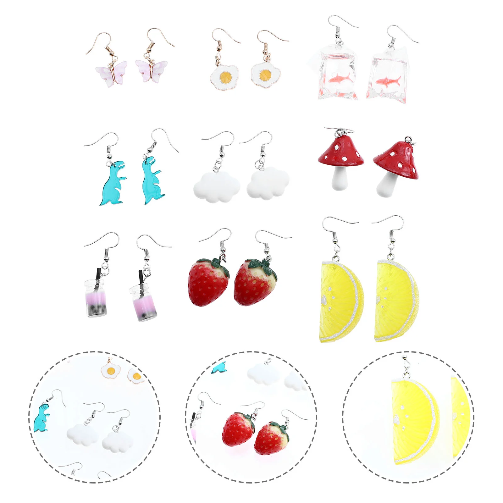 

Earrings Dangle Drop Ear Fruit Mushroom Resin Cartoon Jewelry Eggstud Jewlry Earring Girl Cloud Christmas Bottlesstatement Funny