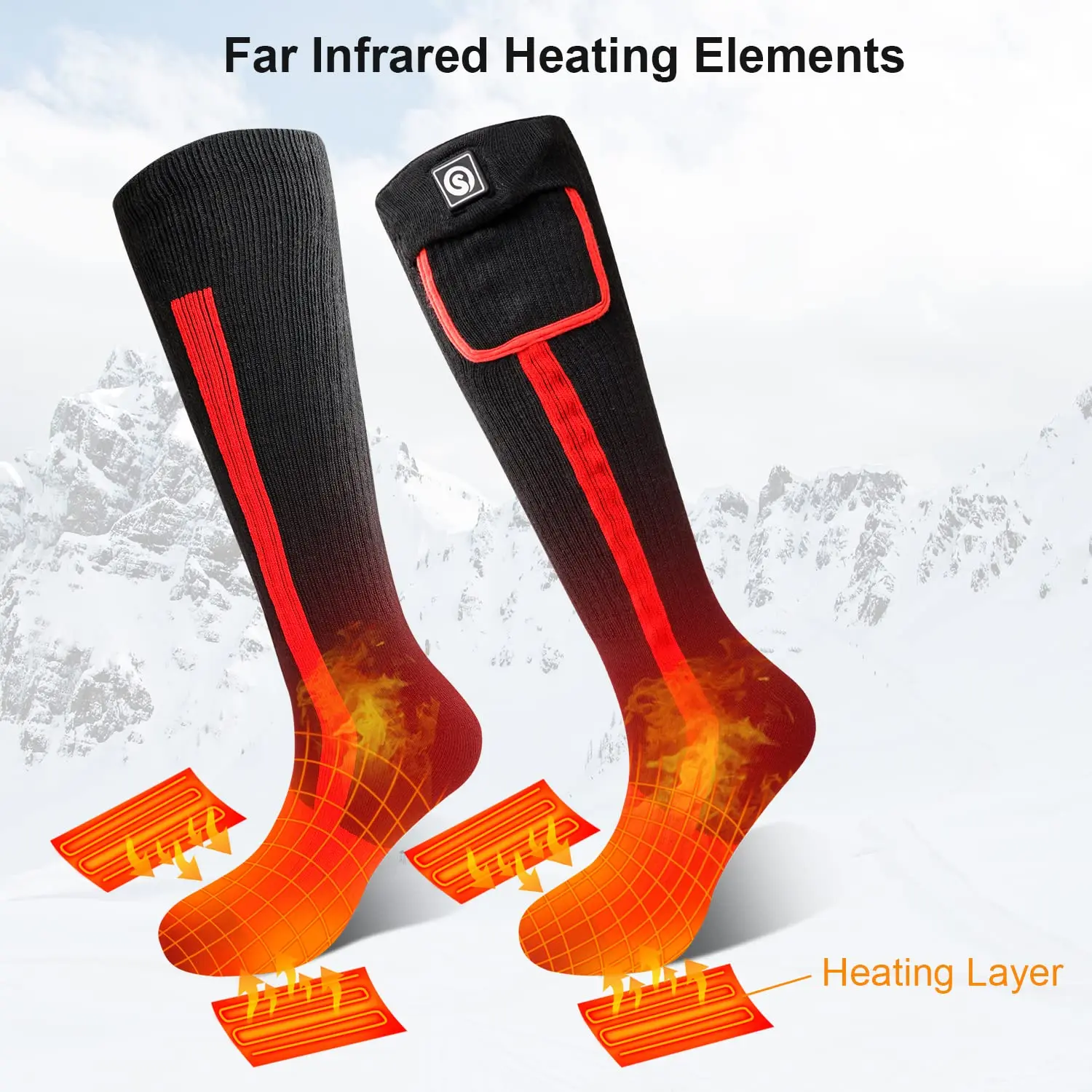 Battery Powered Cold Weather Heat Socks for Men Women,Outdoor Riding Camping Hiking Motorcycle Skiing Warm Winter Socks