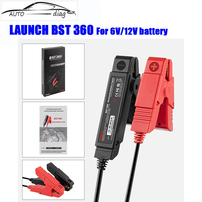 LAUNCH X431 BST-360 BT Battery Tester & Charger Clip Analyzer 6V 12V Car Security Protection Adapter For Android / IOS Device