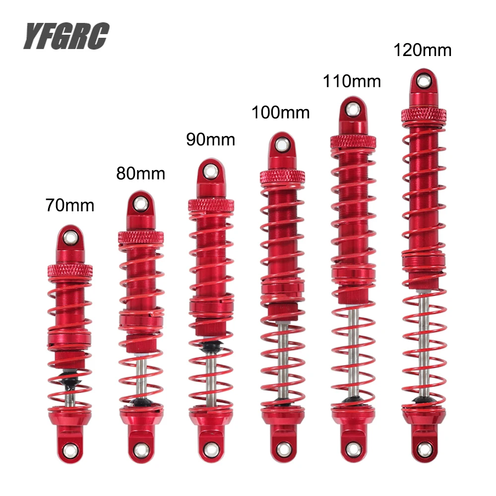 

1/10 RC Crawler Car 4pcs Dual Spring Aluminum Shocks Red 70mm 80mm 90mm 100mm 110mm 120mm for Traxxas TRX4 Axial SCX10 D90 CC01