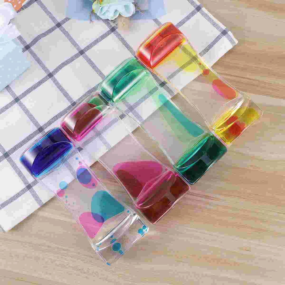 

4pcs Double Colors Oil Hourglass Liquid Motion Bubble Timer with Pretty Waist Desk Decor Birthday Gift Children (Blue