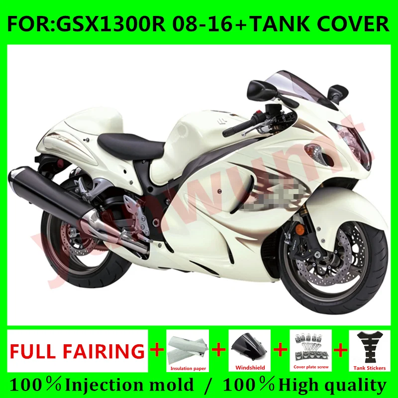 

Motorcycle Fairings + Tank Cover for Suzuki GSXR1300 08 09 10 11 12 13 HAYABUSA GSX1300R GSXR 1300 2008 2016 Fairing set white