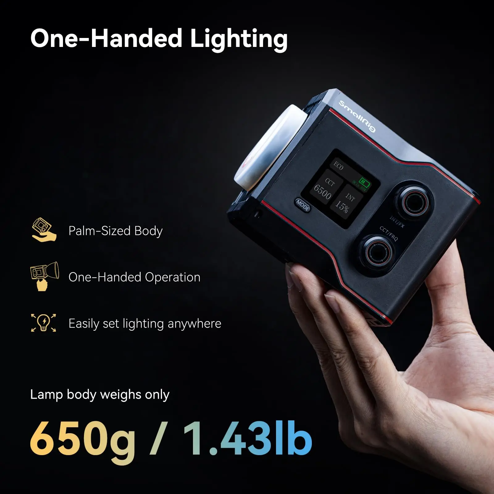 Фото SmallRig RC 60B COB светодиодный светильник для видеосъемки, двухцветный заполняющий светильник с температурой, 60 Вт, портативный портативный светильник для фотосъемки 4376 4518 №5