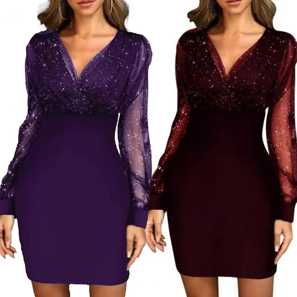

Stylish Dress Female Elegant Dress Solid Color Slim Waist Tight Dress Comfy