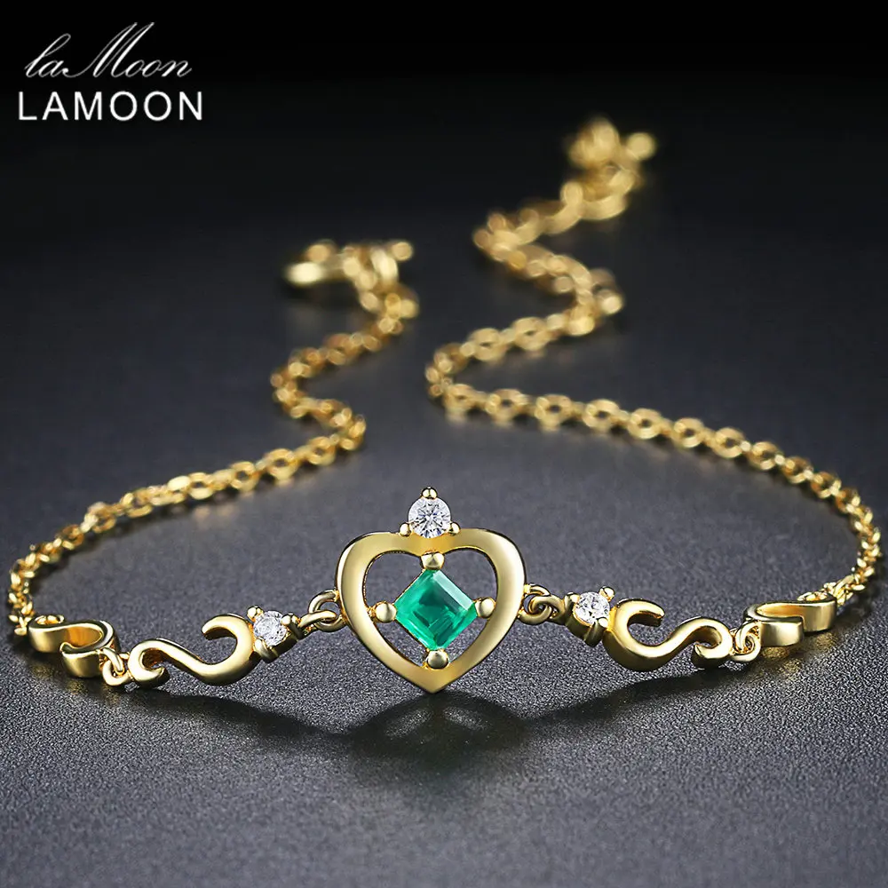 Очаровательный браслет LAMOON для женщин ворона принцесса вырез 0.2ct 100% настоящий