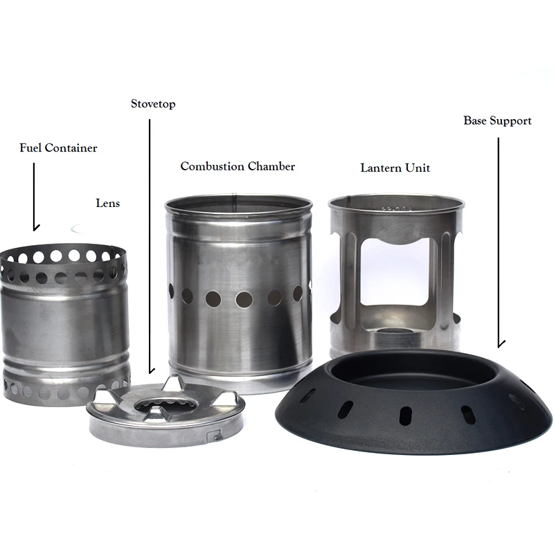 

Foldable easy carry lantern stove for outdoor cooking and lighting needs mini steel wood stove