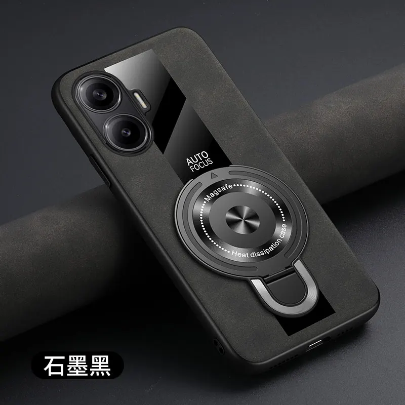 Фото Чехол Funda для Xiaomi Poco F7, магнитный кольцевой держатель, роскошная силиконовая овчина, кожа, оргскло, искусственная кожа, противоударная задняя крышка премиум-класса №1