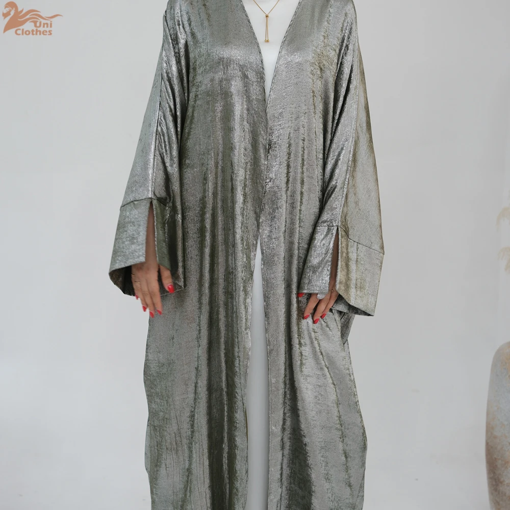 Рамадан Ид Блестящее атласное открытое кимоно с крыльями летучей мыши Абая Дубай