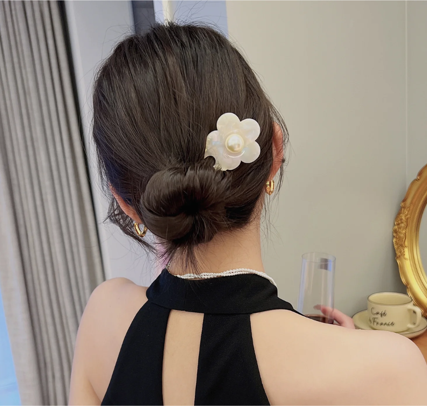 

new trend Resin acrylic pearl flower simple design hair accessories for women fashion jewelry