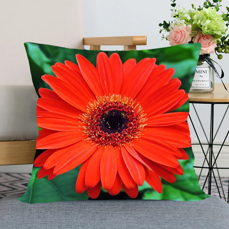 

Gerbera Flower Pillowcase Bedroom Home Office Decorative Pillowcase Square Pillowcase Soft