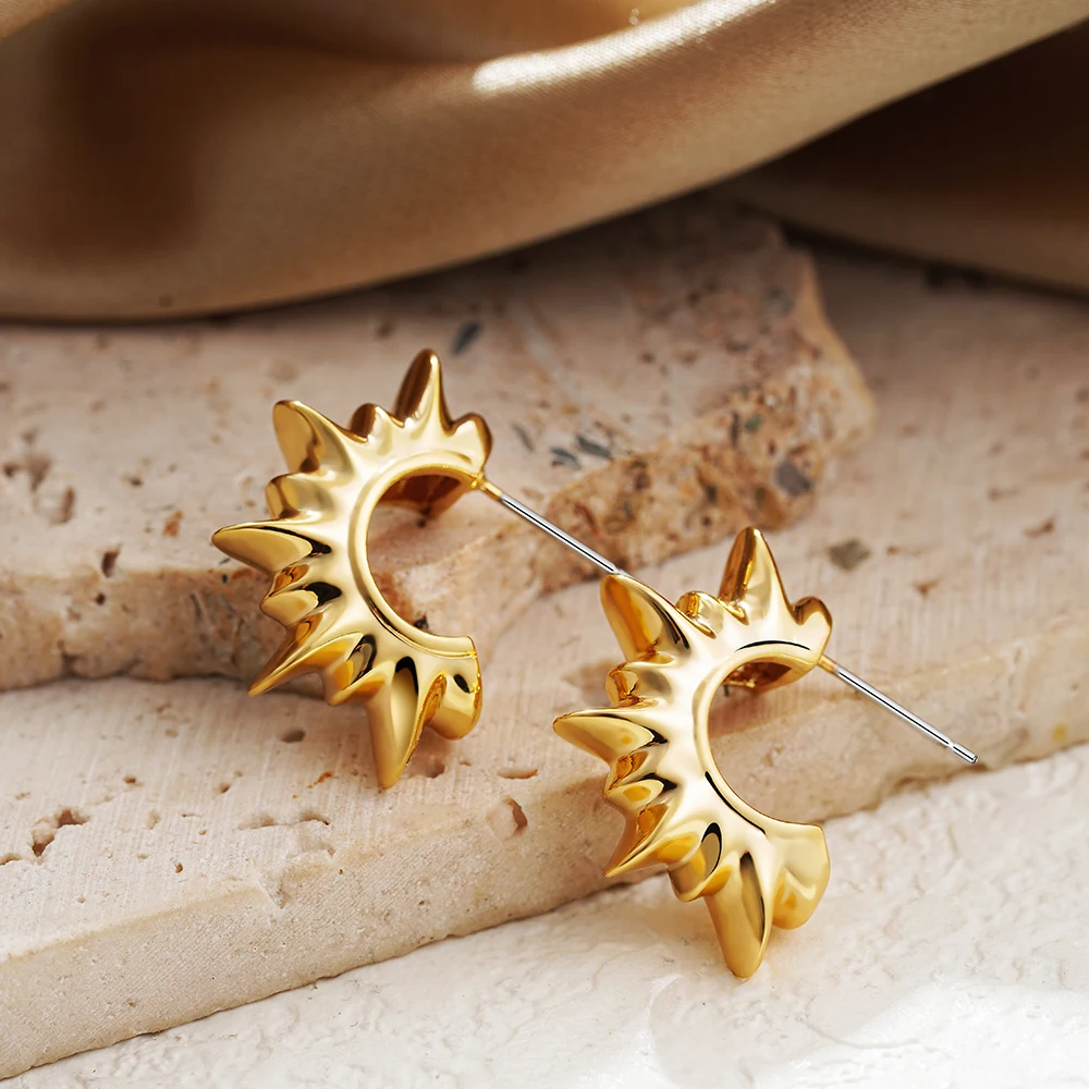 Женские позолоченные серьги-кольца в стиле панк