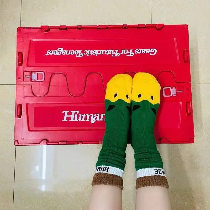 

Японские брендовые зеленые мужские и женские парные милые хлопковые носки средней длины с мультяшным тигром