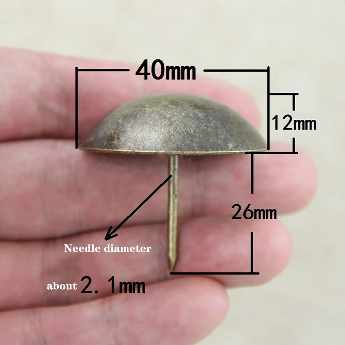 

2Pcs 40*37mm Antique Upholstery Nail Jewelry Gift Wine Case Box Sofa Decorative Tack Stud Pushpin Doornail Hardware