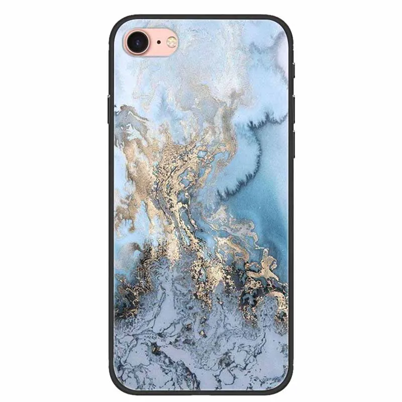 Модные мраморные чехлы для телефонов iPhone 6 6S Plus черный чехол из ТПУ силиконовые