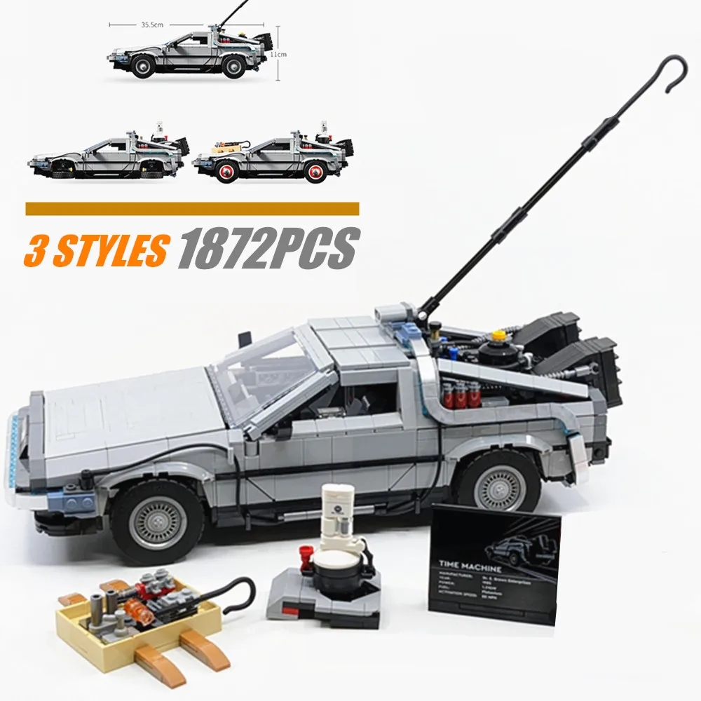 

In stock Back To The Future Time Machine Supercar 10300 Model Technical Building Kit Block Bricks Children Toys Kid Gift