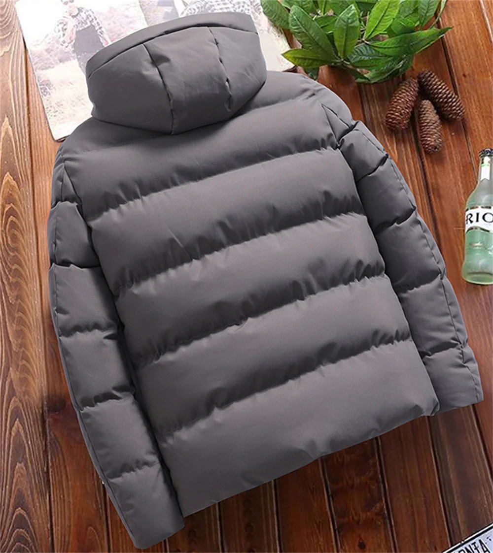 2022 New Thick Winter Men Casual Parkas Hoodie Solid Color Zipper Warm Korean Style Fitness Fashion Men's Coat Cotton Winter Men