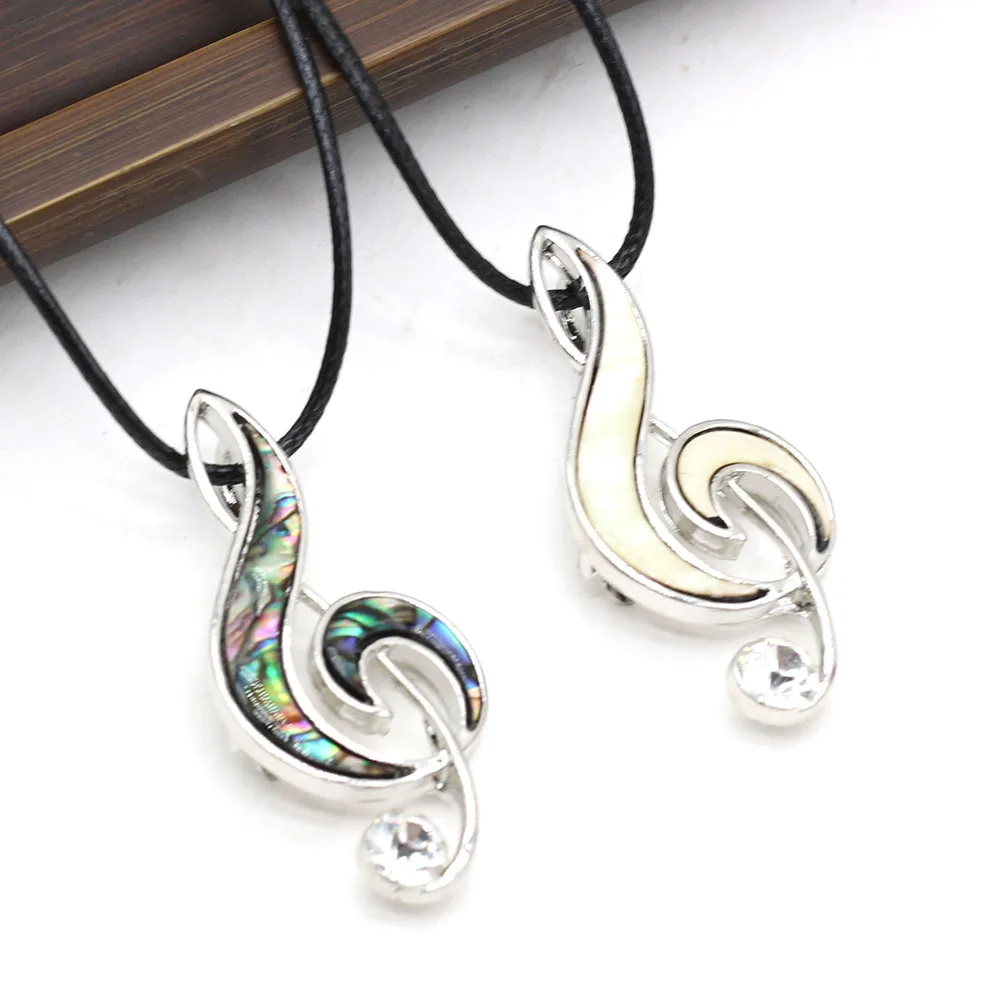 

Unisex Necklace High Quality Natural Shell Musical Note Shape Brooch Necklace for Men Women Charms Jewelry Gifts 23x15mm