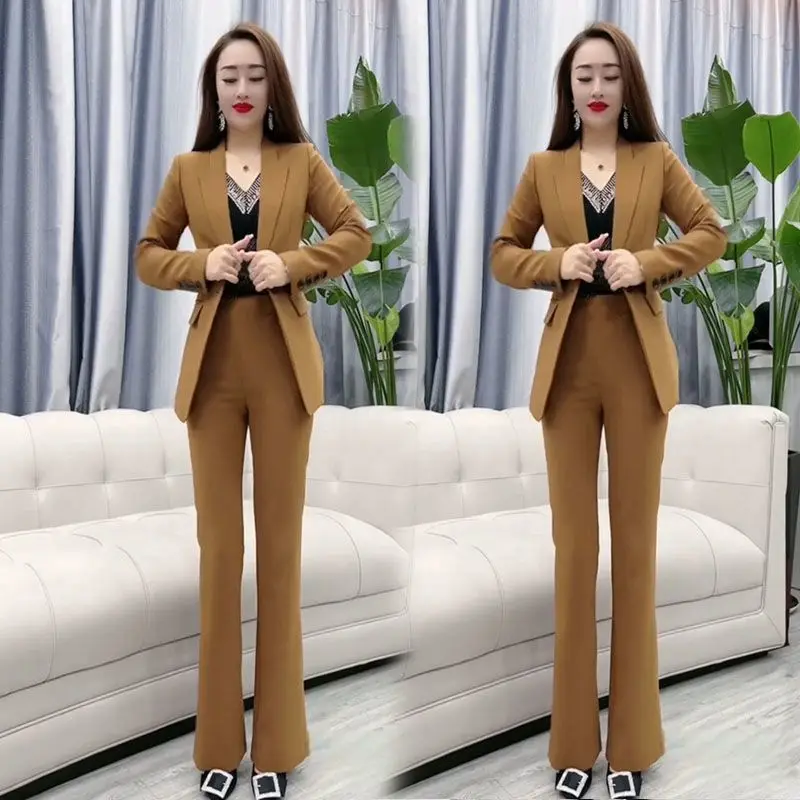 Summer New Slim Fit Jacket Blazer Pencil Pants Two Piece Set Elegant Women's Pants Suit Office Manager Outfits Clothing