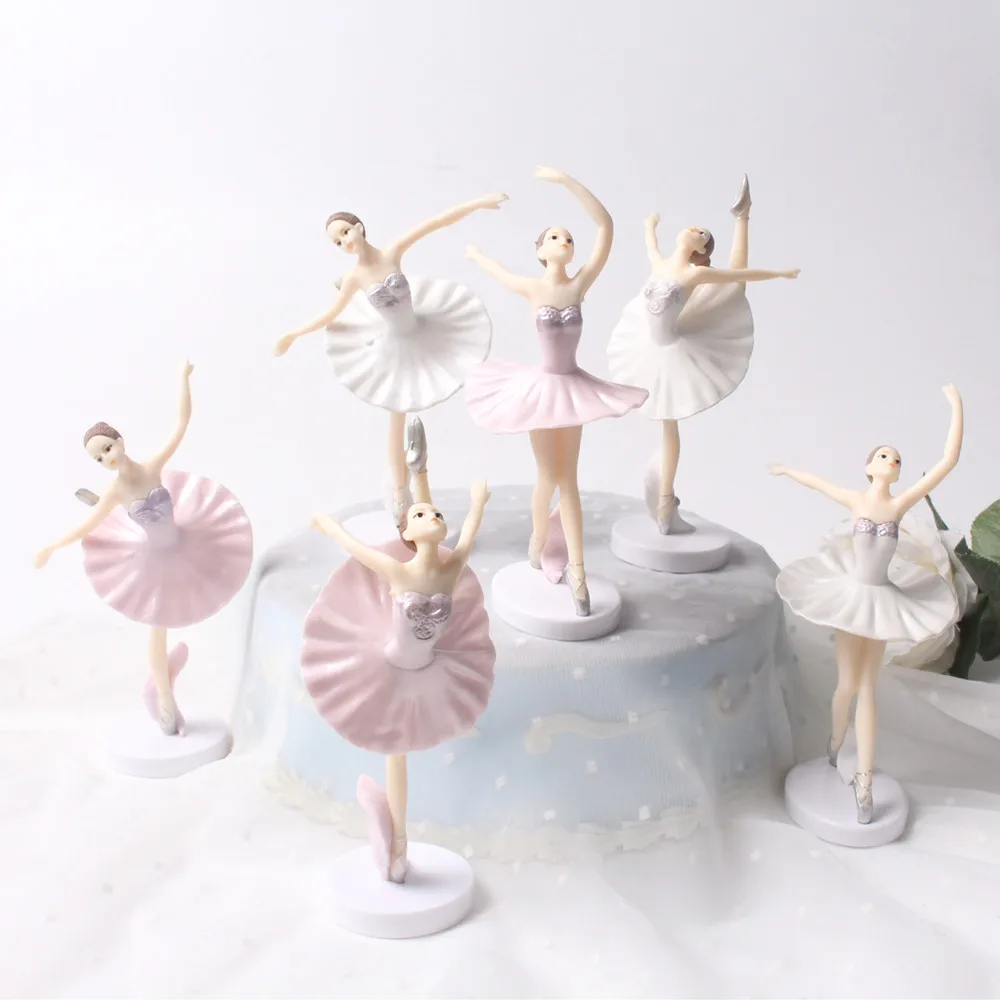 

Happy Birthday White Elegant Ballet Girls Decoration Cake Topper Wedding Bride and Groom for Baking Party Supplies Love Gifts