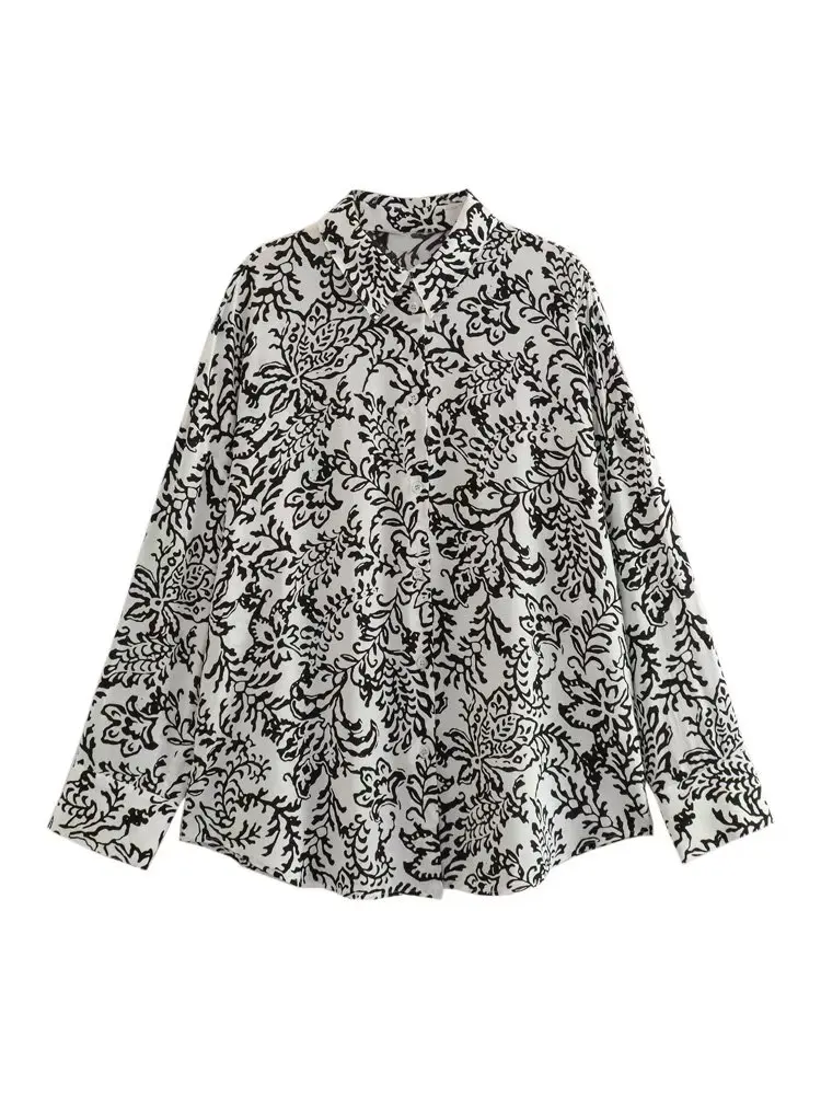 

DUOPERI Women Fashion Floral Printed Single Breasted Blouse Vintage Lapel Neck Long Sleeves Female Chic Lady Shirts