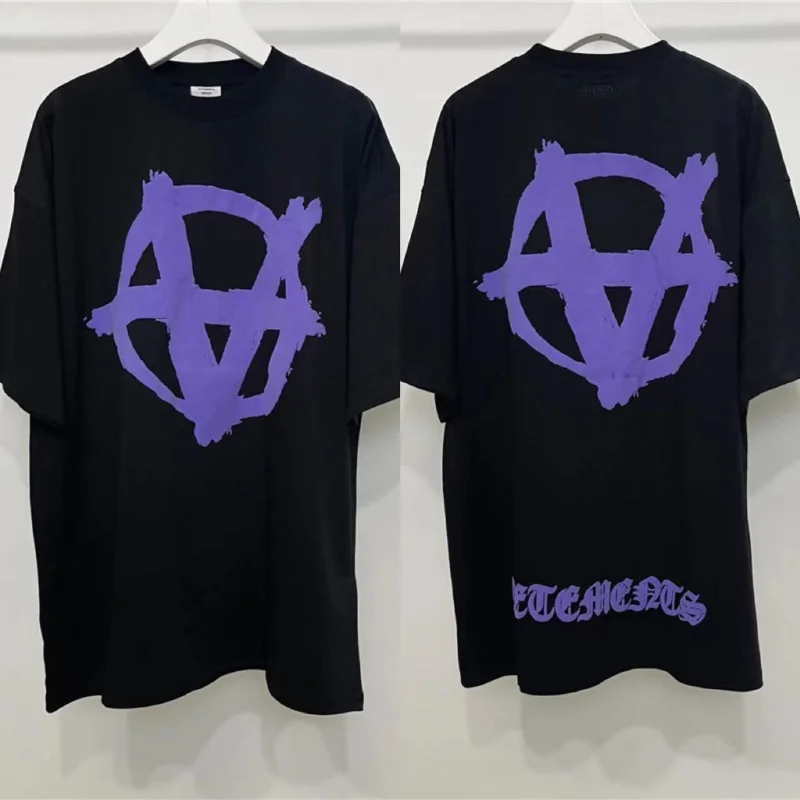 

3D Foam Vetements T-shirt Casual Black Anti War Logo Men Women Oversize T Shirts