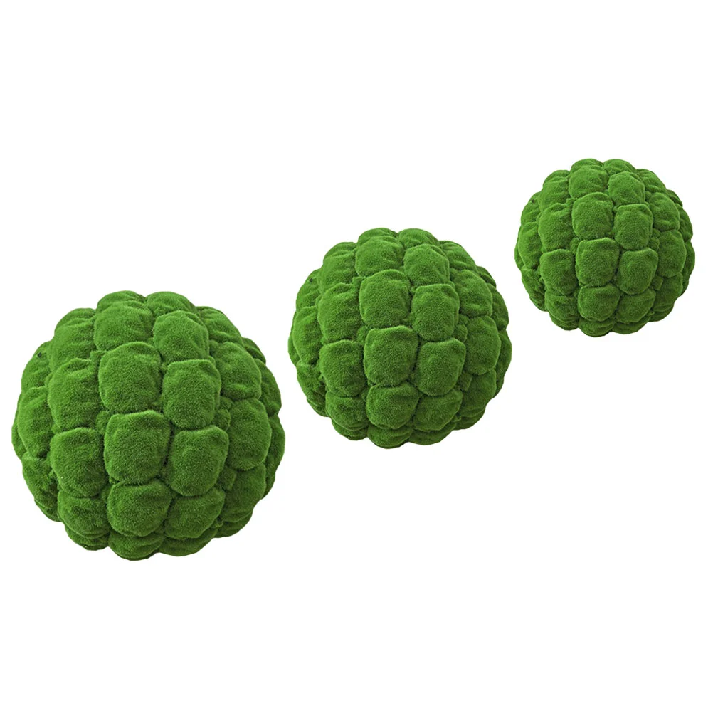 

3 Pcs Green Decor Moss Balls Decorative Planter Filler Preserved Bowl Centerpiece Plastic Spheres Plants
