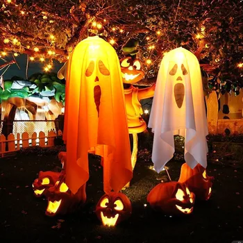 Glowing Scream Ghost Face Hanging Lamp LED Halloween Decoration Battery Operated Indoor Outdoor Halloween Ghost Festival Lantern 1