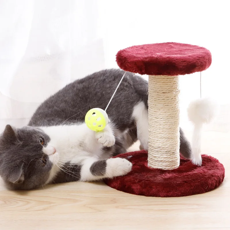 

Sisal Cat Tower Scratcher Post Cat Furniture Double Layers Kitten Climbing Frame Tree Tower with Toy