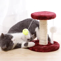 sisal cat tower scratcher post cat furniture double layers kitten climbing frame tree tower with toy
