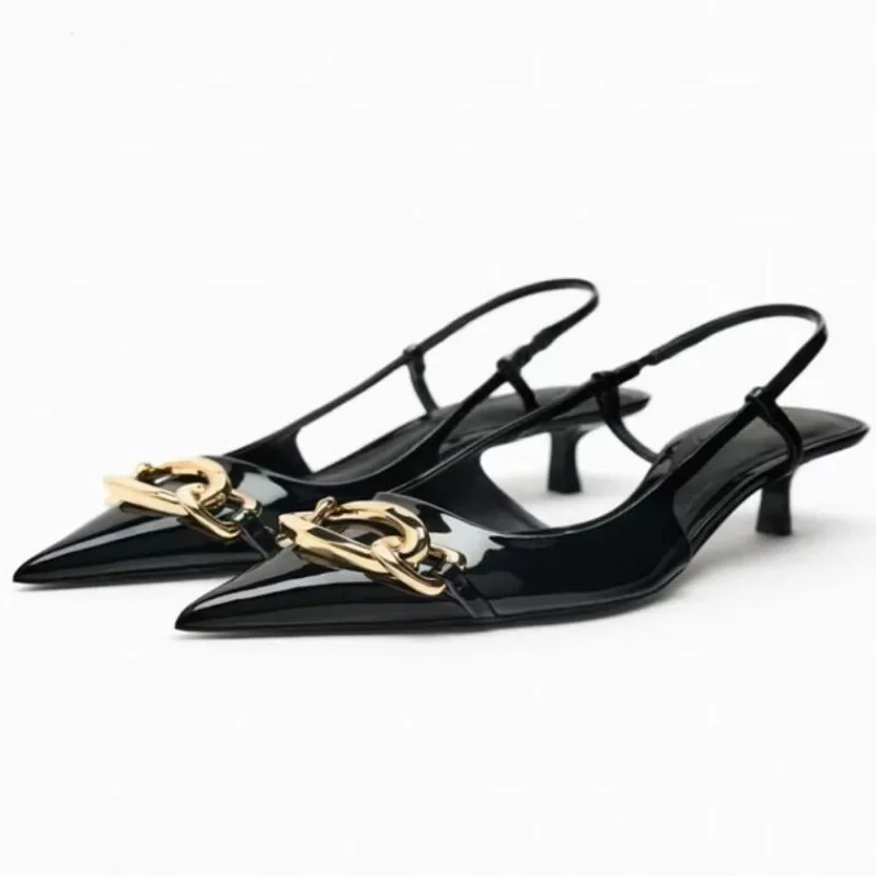 Туфли женские из лакированной кожи на высоком каблуке модные сандалии с