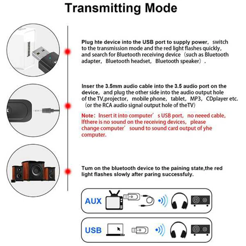 USB Bluetooth 5 0 адаптер 3 в 1 беспроводной музыкальный аудио приемник передатчик мм AUX