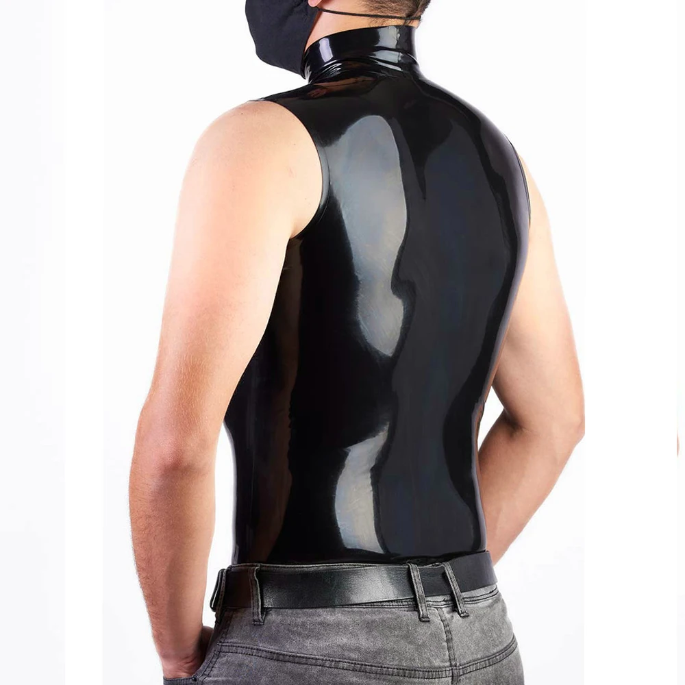 Майка женская облегающая без рукавов готический топ с высоким воротником