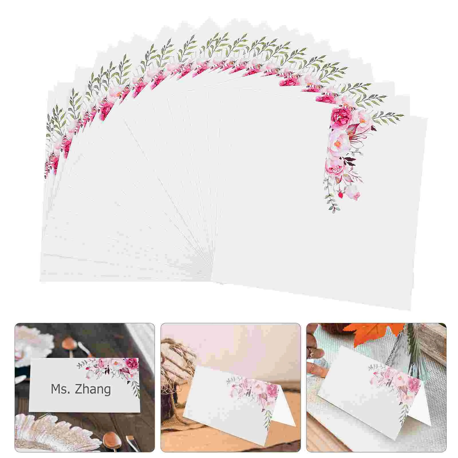 

25pcs Writable Place Cards Floral Printing Place Cards Dining Table Place Cards