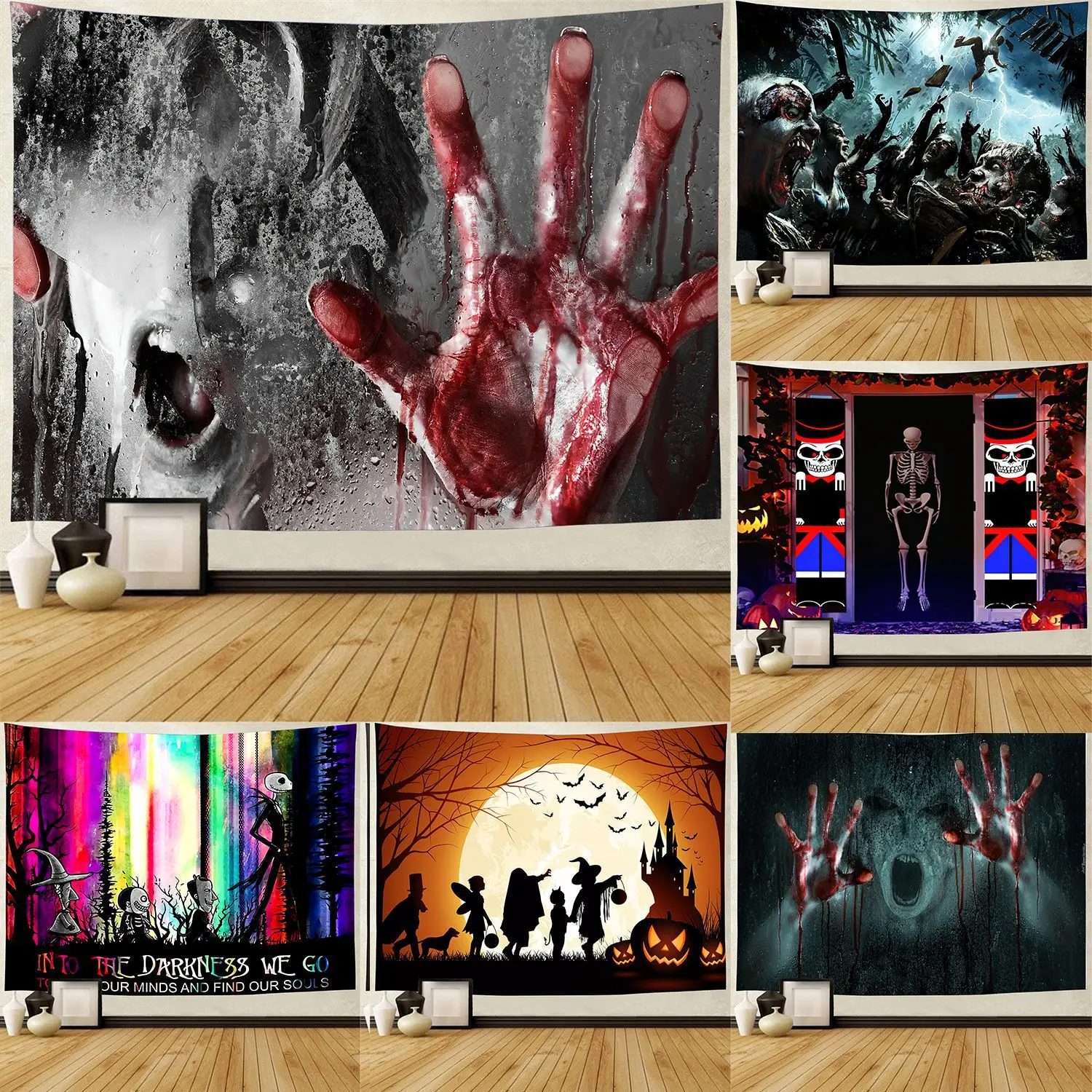 

Black Thriller Death Tapestry Dead Man Wall Hanging Aesthetics Boho Home Decor Witchcraft Decorations Living Room 200x150 Cm