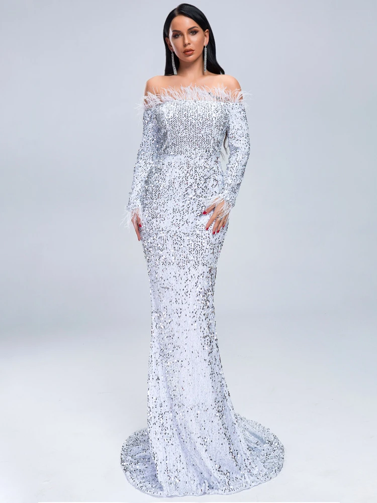 Luxury Party Elegant Dresses for Women 2022 Evening Prom Formal Long Clothes Sexy Sequin Cocktail Ceremony Birthday Maxi Outfits