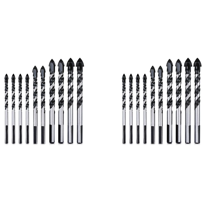 

20PCS Masonry Tile Drill Bit Multi Drill Bit Set Tool For Brick Concrete Wall Wood Plastic Cement Marble Mirror Stone